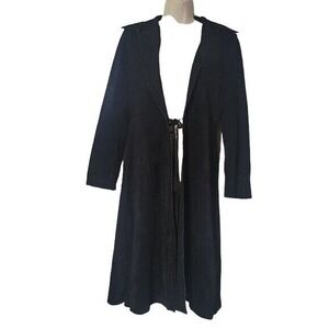 MARY JANE‎ MARCIANO Black Leather Duster Blazer Long Cowgirl Contemporary 8